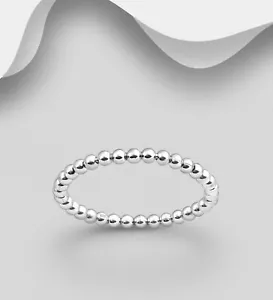 Eleganter 925 Sterling Silber Kugel Band Ring - Echtsilber Schmuck Damen - Picture 1 of 1