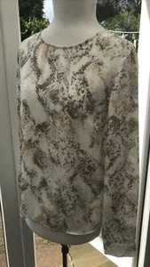 NEW LOOK Chiffon Snakeskin Print Long Sleeve Blouse Shirt Top Button Back UK14 - Picture 1 of 10