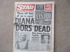 Diana Dors Dead - she loses her heroic battle.  Daily Star - May 5th 1984