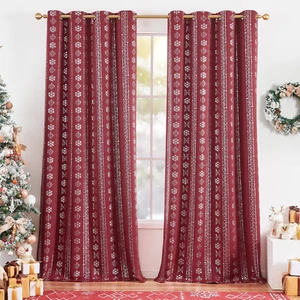 Christmas Winter Curtains Silver Snowflake Curtains 96 Inches Long for Living Ro - Picture 1 of 7