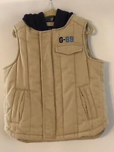 Baby Gap Khaki Hooded Lined Padded Vest Snaps + Zipper Size 4T Toddler Warm
