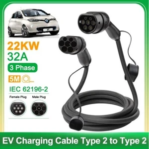 EV Electric Car Charging Cable, Renault Zoe,  32A 22kW 3 phase, 5 metre & case - Picture 1 of 7