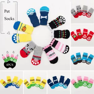 Süße warme Welpen Hundeschuhe weiche Haustier Strick Socken niedliche Cartoon Anti-Rutsch-Socken 4 Stck. - Bild 1 von 33
