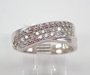 0.5Ct Round Lab-Created Diamond Crossover Anniversary Band 14K White Gold Plated - Picture 1 of 6