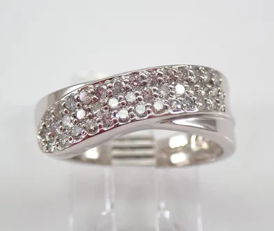 0.5Ct Round Lab-Created Diamond Crossover Anniversary Band 14K White Gold Plated - Image 1 of 4