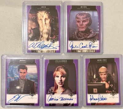5-Card Lot 1998 Skybox Babylon 5 Season 5 AUTO No Dupes - Image 1 of 2