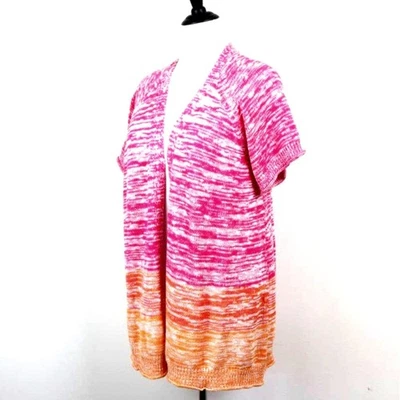 Открытый кардиган Lane Bryant размер 18/20 вязаный свитер омбре розовый оранжевый - Изображение 1 из 4