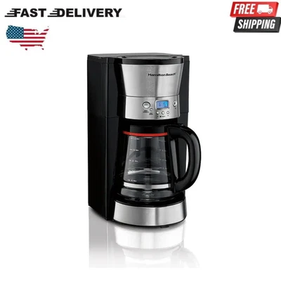 Hamilton Beach - Cafetera programable de 12 tazas - Negra/Plateada Foto 1 de 4