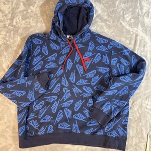 Felpa con cappuccio uomo Nike stampa all over logo pull over blu XL - Foto 1 di 8