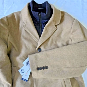 Dockers Camel Color Poly/Wool Blend Mid-length Full-Zip Car Coat - Men's XL NWT - Picture 1 of 23