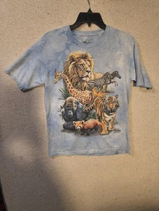 Camicia The Mountain Blu Stampa Animalier Tigre Zebra Giraffa Tie Dye Tg Xl Grafica T - Foto 1 di 7