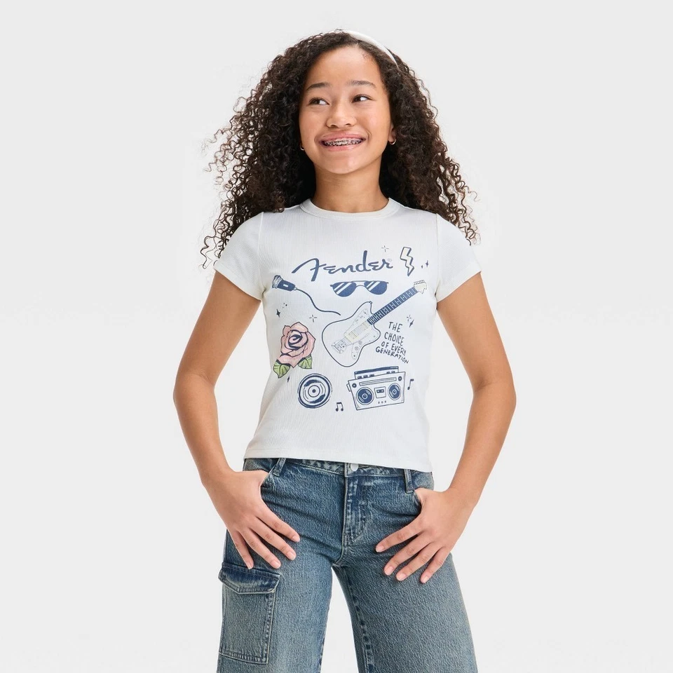 Camiseta gráfica Fender feminina - Creme média nova com etiquetas - Imagem 1 de 1