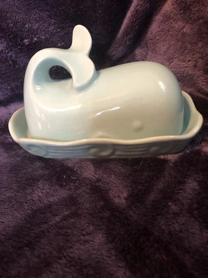 Creative Co-Op Sea foam Green Whale Butter Dish - Image 1 of 4
