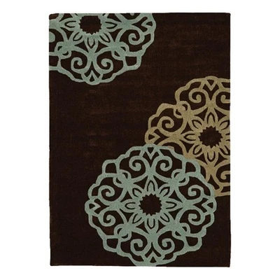 Linon Trio Medallion Hand Tufted Polyester 8'x10' Rug in Chocolate Brown - Image 1 of 4