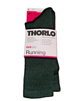 Thorlo Maximum Cushion Running Unisex Crew Socks Men's Large NWT Black - Image 1 of 4