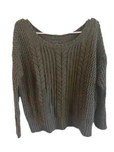 Suéter para mujer AMERICAN EAGLE verde oliva talla pequeña grueso tejido con cable - Imagen 1 de 6
