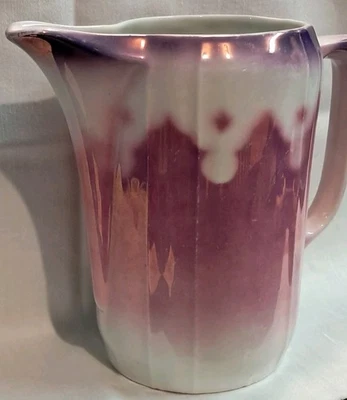 Jarra crema vintage alemana Lusterware 6" rosa y púrpura Foto 1 de 4