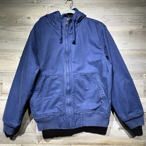 American Eagle Canvas Kapuzenjacke Herren mittelblau gefüttert Utility Reißverschluss robust - Bild 1 von 9
