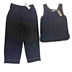 Chico's Travelers Set Tank Hose Gr. 1 M 8 schwarz Regenbogen Strick ohne Bauch Crop - Bild 1 von 19