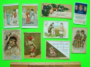 Lote/9 ANTIGUAS TARJETAS COMERCIALES DE PUBLICIDAD VICTORIANA ZAPATOS de levadura jabón de lino Ohio NYC - Imagen 1 de 12
