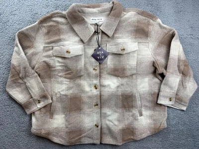 Ava & Viv Shacket Womens 4X Plaid Button Front Plus Size Recycled Polyester Jack - Image 1 of 4