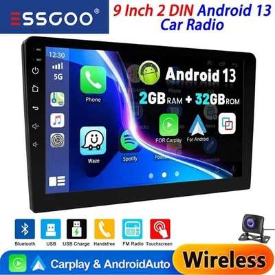 Double 2 Din 9 Inch Touch Screen Car Stereo Radio Bluetooth FM USB Player +CAM - Image 1 of 4