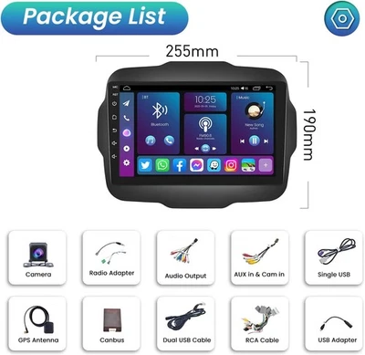 8 Core 4G+64G Carplay Android Car Stereo Radio GPS For Jeep Renegade 2015-2020 - Imagem 1 de 4