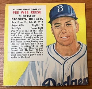 BROOKLYN DODGERS: 1955 Red Man Tobacco #17 Pee Wee Reese (No Tab) - *Creased* - Picture 1 of 1