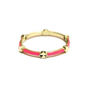 14k yellow gold pink painted unique ladies ring 1.2g 7 rare