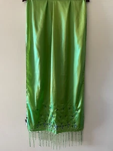 Codello large new shiny polyester green sequined scarf stole shawl fringes - Picture 1 of 4