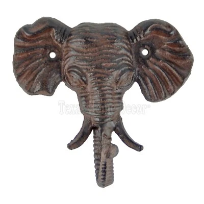 Elephant Wall Hook Cast Iron Key Coat Towel Hanger Cabin Lodge Antique Style - Image 1 of 3