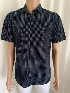 Medium Peter Werth London Shirt w Blue White Polka Dot Casual Night Wear Cotton - Picture 1 of 12