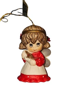 Vintage Jasco Lil Angel Chime Christmas Bell Ornament Bisque Porcelain Taiwan - Picture 1 of 5