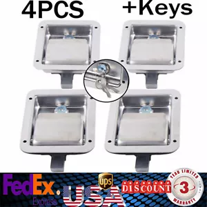 4x Manija de pestillo de puerta de paleta de remolque RV camión caja de herramientas cerradura acero + llaves 5,5"x4,25" - Imagen 1 de 12