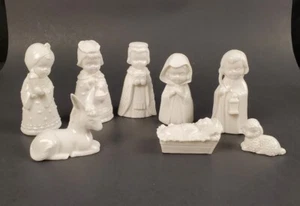 Vintage Weihnachten 8-teiliges KRIPPENSET CCCC-JAPAN weiß Keramik - Bild 1 von 6