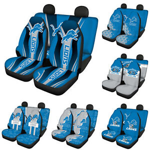 Detroit Lions 5PCS Car Seat Covers Full Set Front&Rear Cushions Protectors Gifts