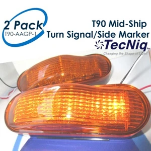 (2) Remolque para camión ovalado LED ámbar mitad de envío doble marcador lateral/luz de señal de giro EE. UU. - Imagen 1 de 11