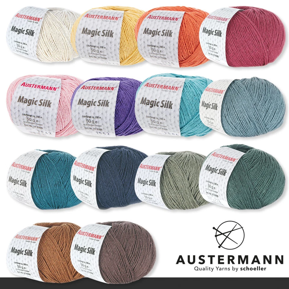 Austermann 50 g Magic Silk Wolle Seide Stricken Häkeln Handarbeit 14 Farben - Bild 1 von 1