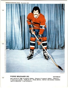 1972-73 Dimanche / Derniere Heure Photos Pierre Bouchard #NNO Montreal Canadiens