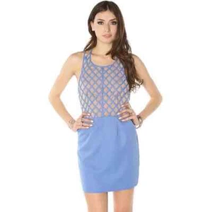 Finders Keepers Precious Memories Dress Amparo Blue/Nude Women’s Size Small - Picture 1 of 12