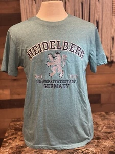 Heidelberg University College VINTAGE Large T-Shirt Grün Baumwolle Made In Germany - Bild 1 von 8