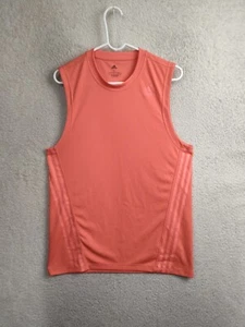Adidas Men Primegreen Top Large Pink Striped 100%Polyester Sleeveless Active Fit - Picture 1 of 21