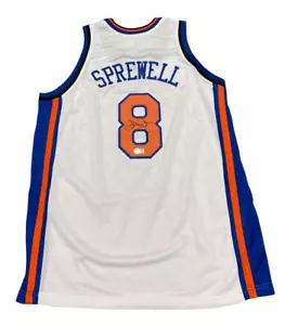 Latrell Sprewell Signed Auto New York Knicks Custom Jersey Beckett BAS COA - Picture 1 of 3