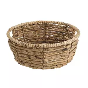 Round Water Hyacinth Woven Decorative Storage Basket, 10"D x 4"H - Picture 1 of 8