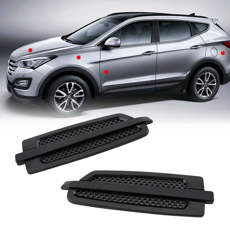 Adesivos decorativos universais de entrada de para-lama de fluxo de ar de ventilação lateral preto para carro - Imagem 1 de 4