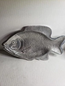 Vintage Silver Cast Aluminum Fish Serving Tray Made In India - Picture 1 of 6