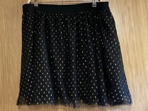 Neu mit Etikett ModCloth schwarz & gold metallic Nylon Tüll kurzer Rock gefüttert Größe XL - Bild 1 von 10