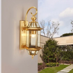 Garden Wall Light Outdoor Copper Wall Lamp Bar Wall Sconce Balcony Wall Lighting - Picture 1 of 9
