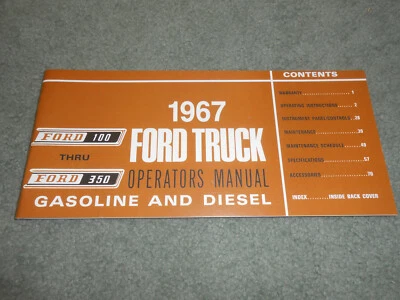 1967 FORD TRUCK OWNER OPERATOR'S MANUAL '67 F-100 F-250 F-350 PICKUP PANEL Etc.
