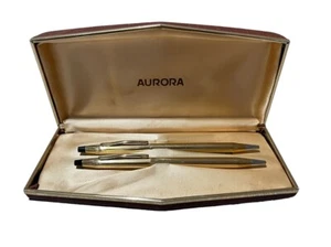 Pareja De Bolígrafos Aurora Cross Vieja Rimanencia De Almacén Gold Filled #1 - Bild 1 von 2